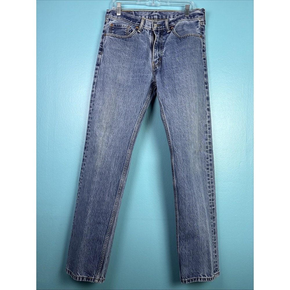 Levi's 505 Jeans Men's 32x34 Blue Cotton Denim Straight Workwear Faded Stretch